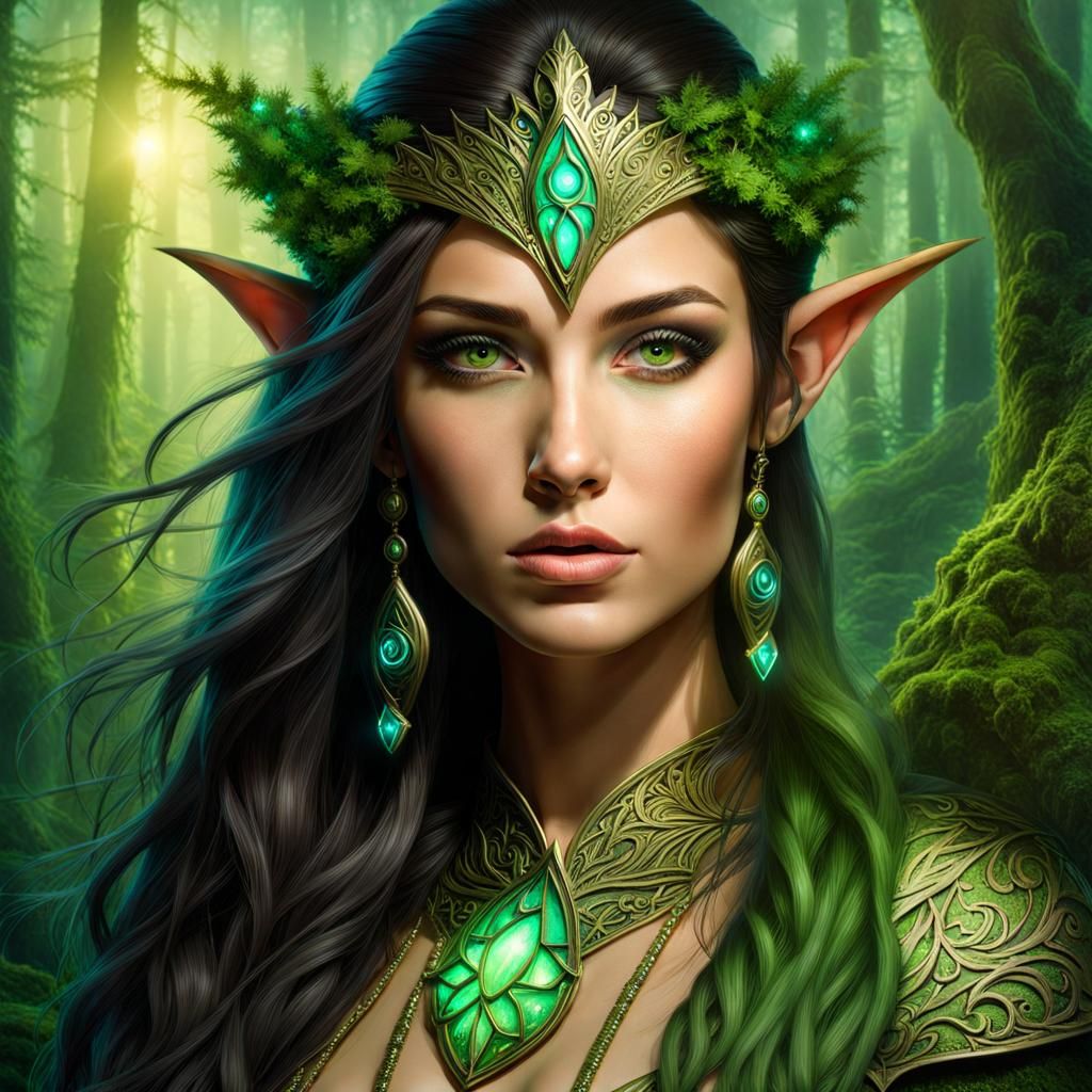 Elfinia 2 - Magical Forest Elf Portrait - AI Generated Artwork ...