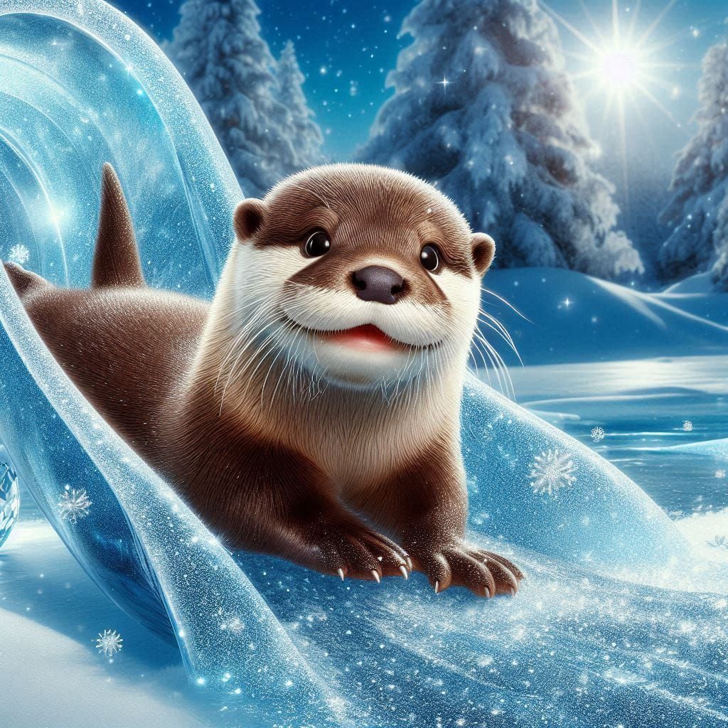 Happy sliding otter