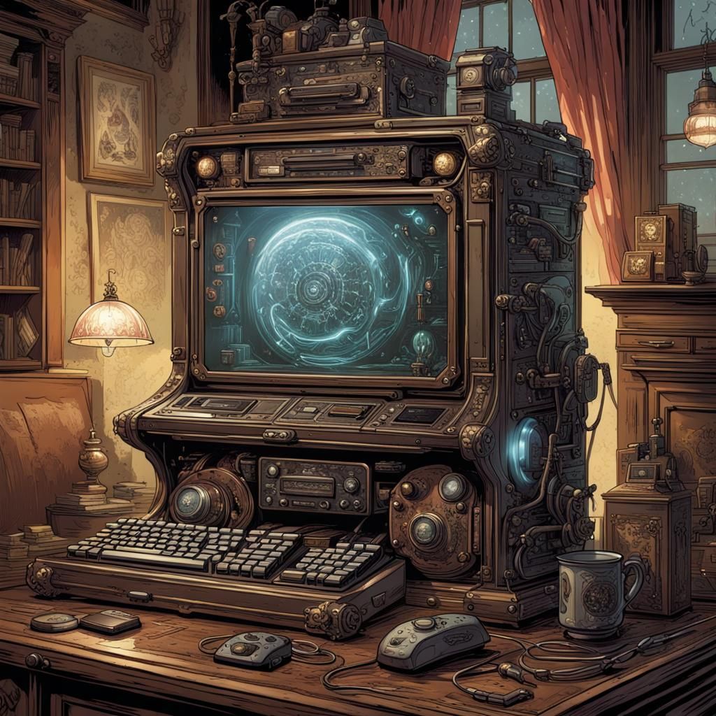 steam powered Victorian era gaming pc - AI Generated Artwork ...