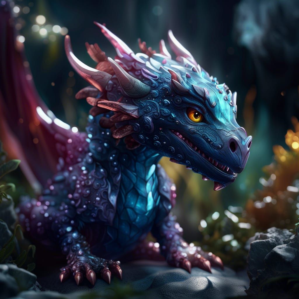 Crystal baby dragon - AI Generated Artwork - NightCafe Creator