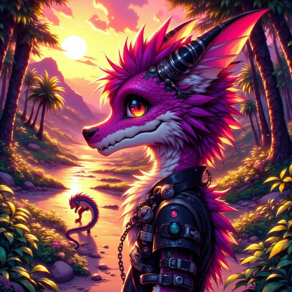 Punk Dragon in Neo-Traditional Tattoo Style