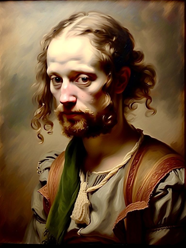 Painted figure of a man in classical style