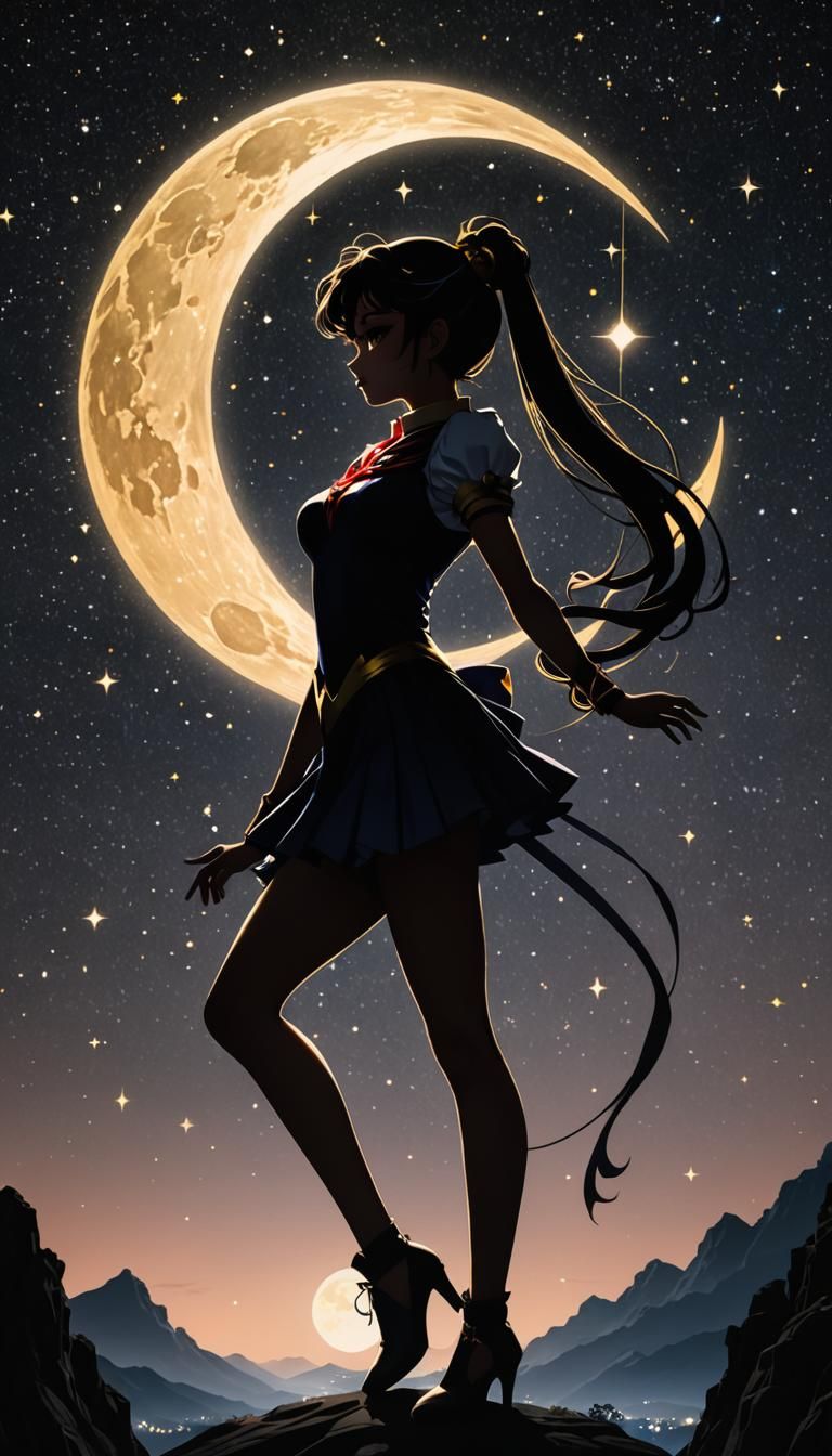 A Silhouette Sailor Moon(black shadow1:5) in her famous pose...