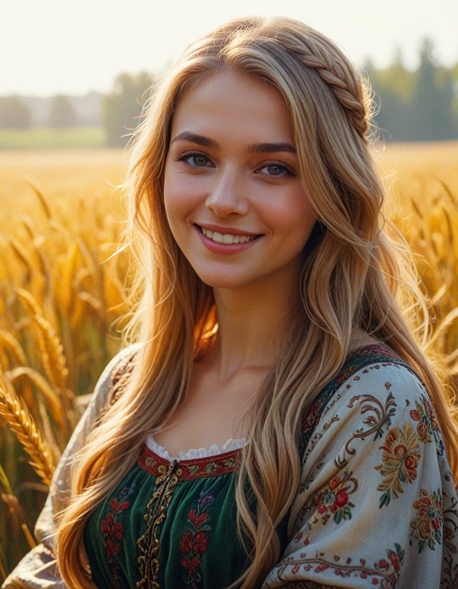 Ukrainian Beauty in Fauvist Oil Painting