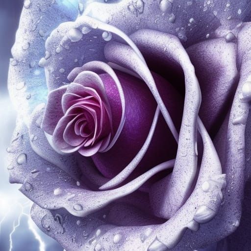 Beautiful insanely detailed rose made of electric lightning,...