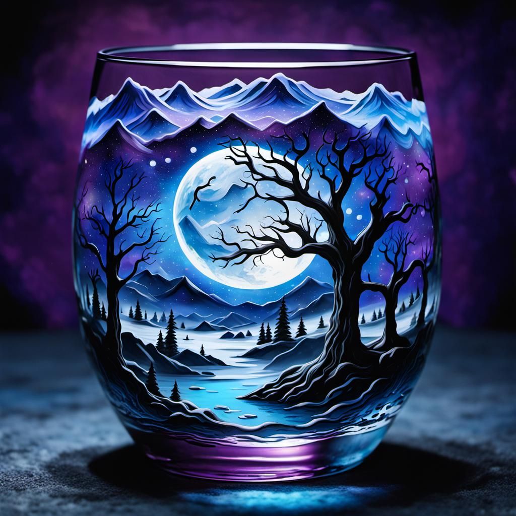 Glass whiskey glass cosmos galaxy universe novachaotic winte...