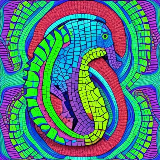 mosaic of a seahorse