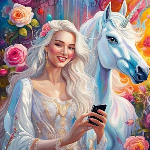 Taking a Selfie with the Beautiful Unicorn