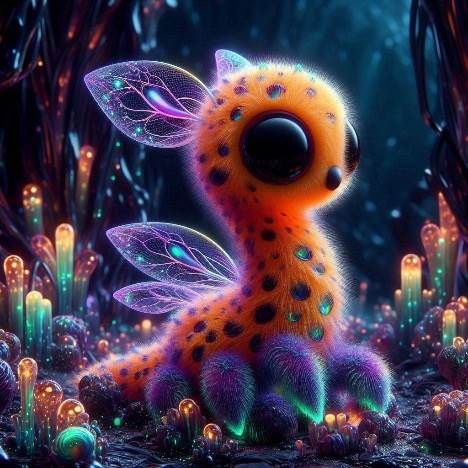 Teeny Tiny Orange-Purple Fluffy Giraffe