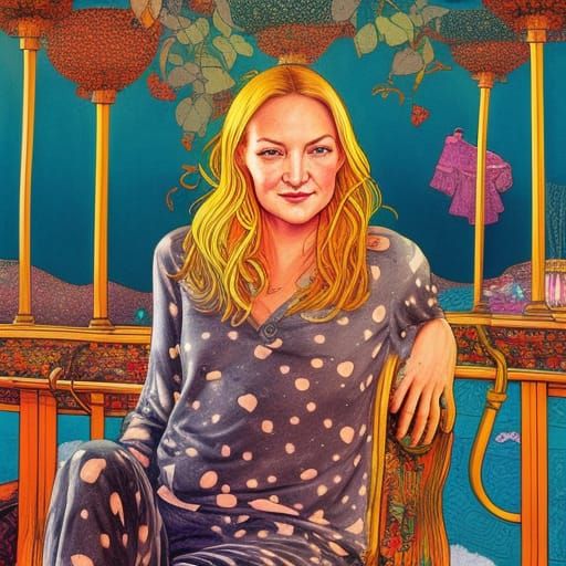 Kate Hudson in Pajamas - AI Generated Artwork - NightCafe Creator