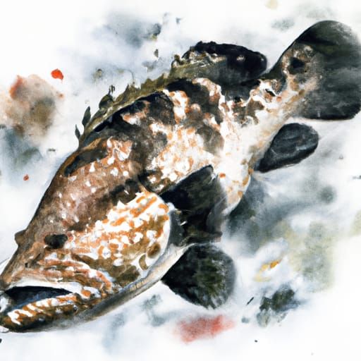 Grouper fish,Deep water,watercolor detailed