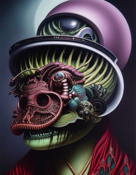Macabre Asian Alien Portrait in Dark Fantasy Style