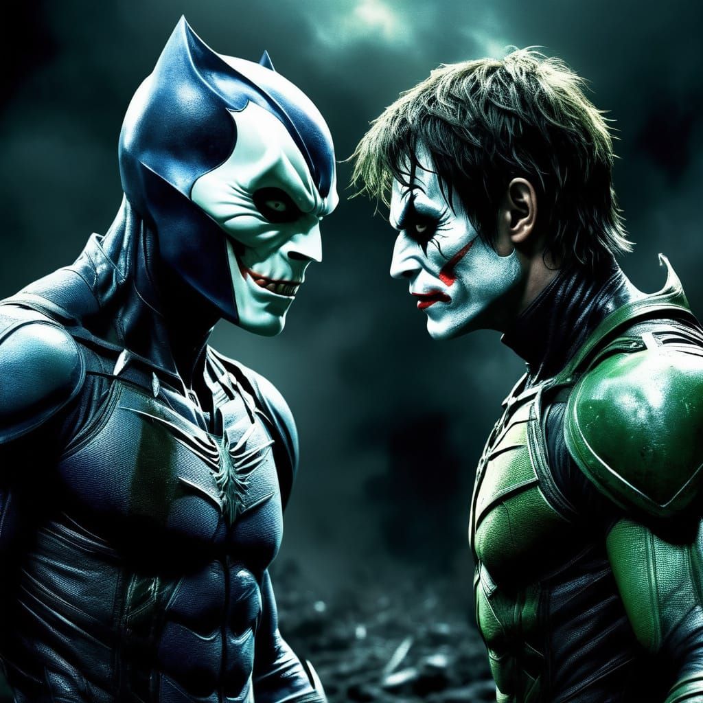 Green Psycho Ranger fights Ryuk from Death Note & Joker at the same time