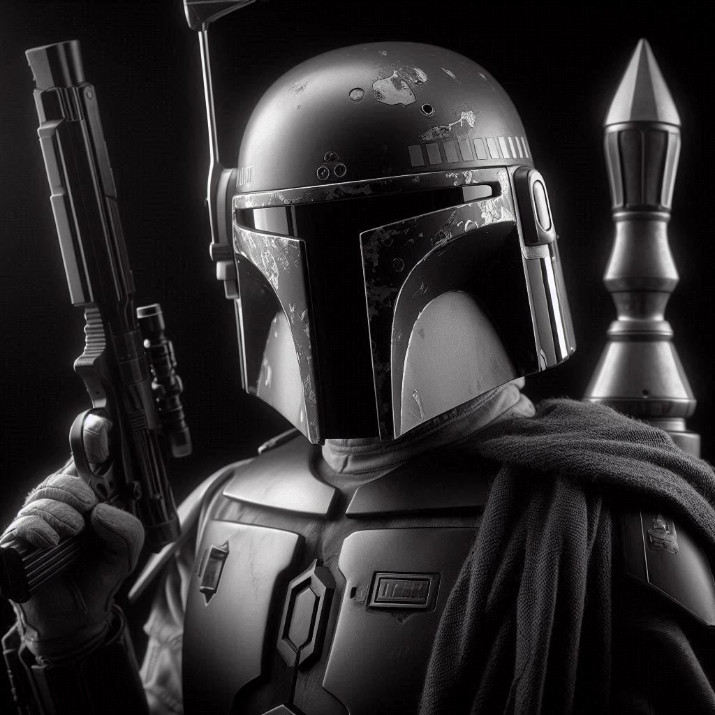 Studio Harcourt style, portrait of Boba Fett