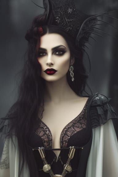 Red-Haired Witch Portrait in Dark Fantasy Style