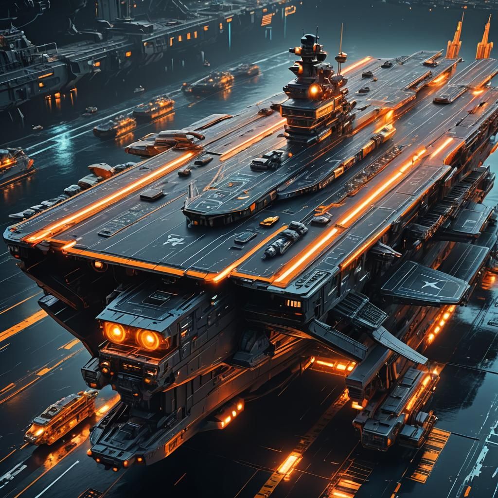 Futuristic Aircraft Carrier with Advanced Technology