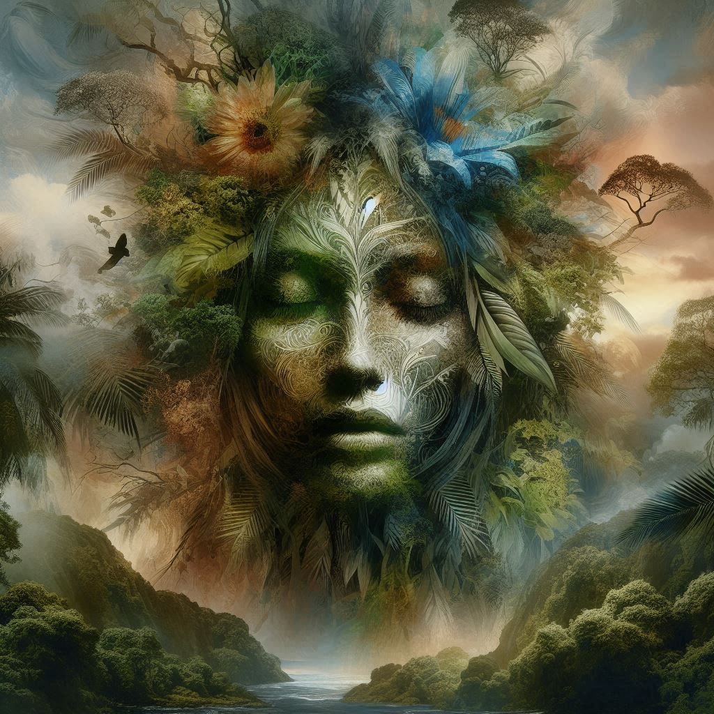 Abstract woman in nature