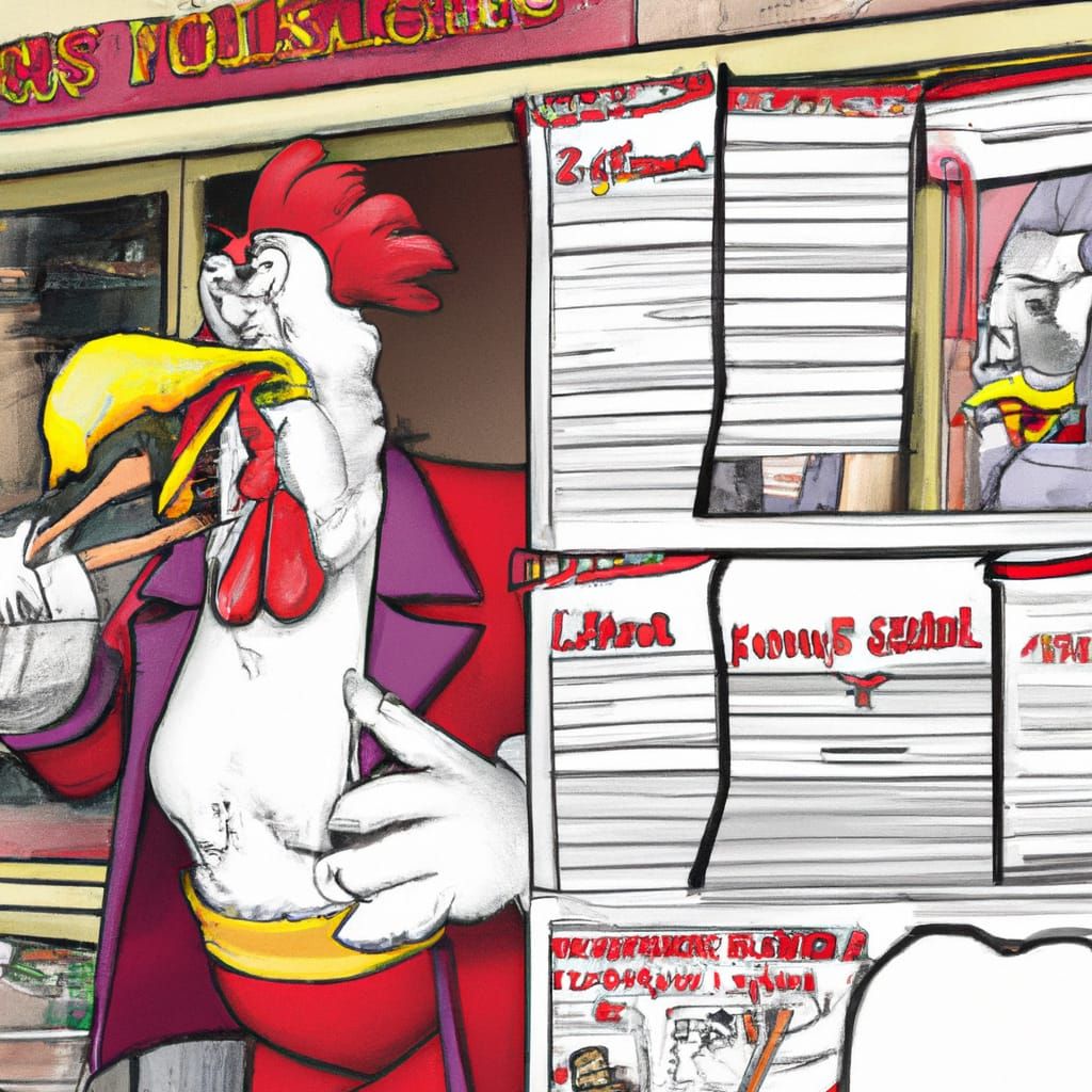 Foghorn Leghorn goes inside a Popeyes to buy biscuits and en...
