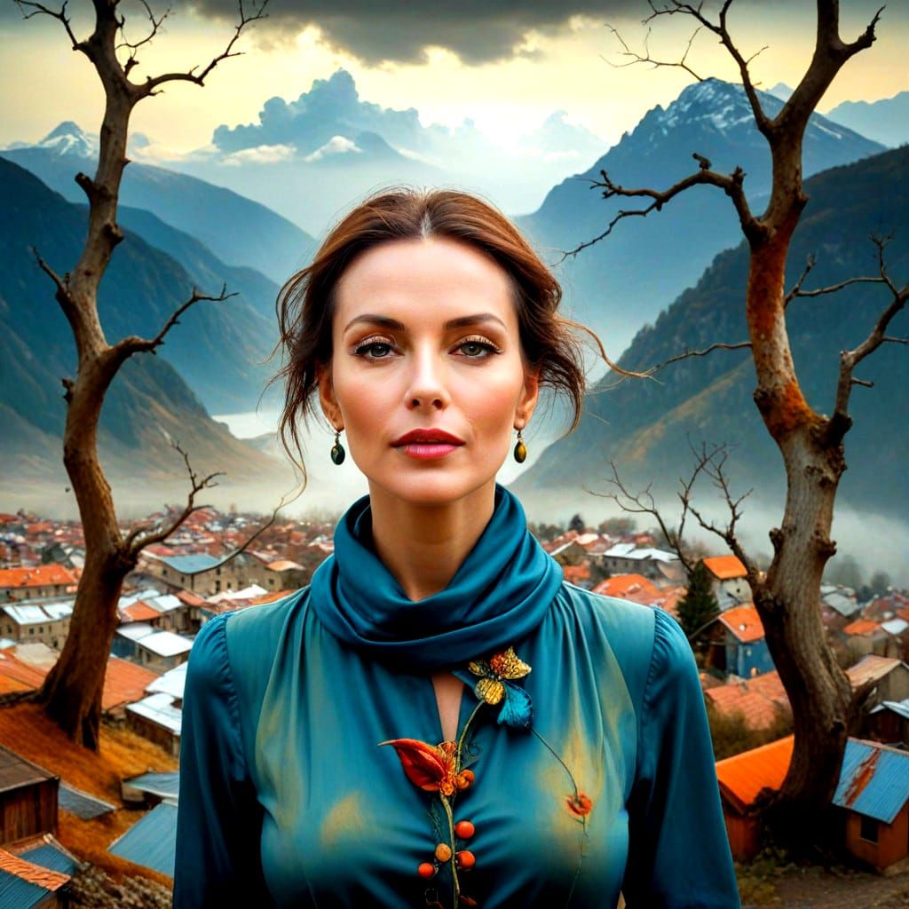 Elegant Charismatic Woman in a Flamboyant Outfit