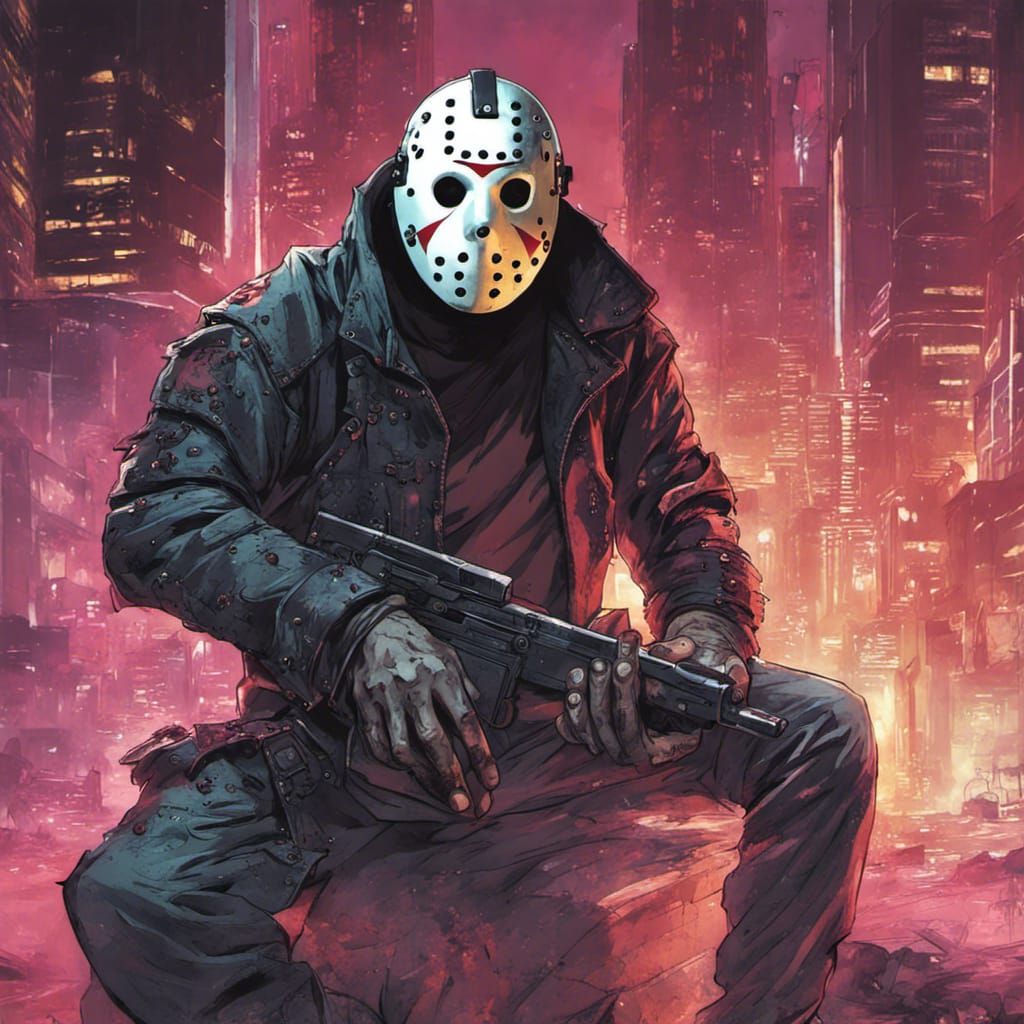 Jason Voorhees in cyberpunk outfit - AI Generated Artwork - NightCafe ...