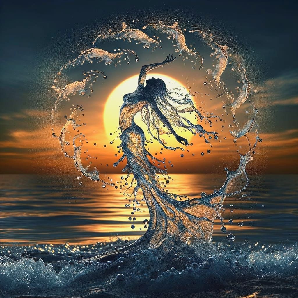 When evening comes, she springs from the sea