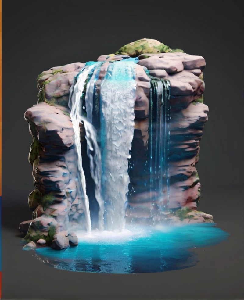 hiper-realistic waterfall view