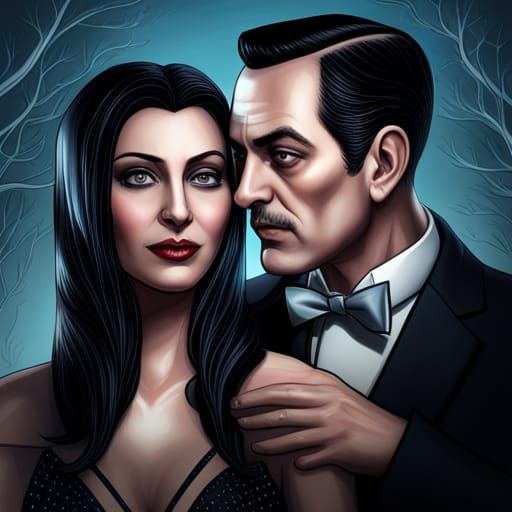 Gomez Addams and Morticia Addams - AI Generated Artwork - NightCafe Creator