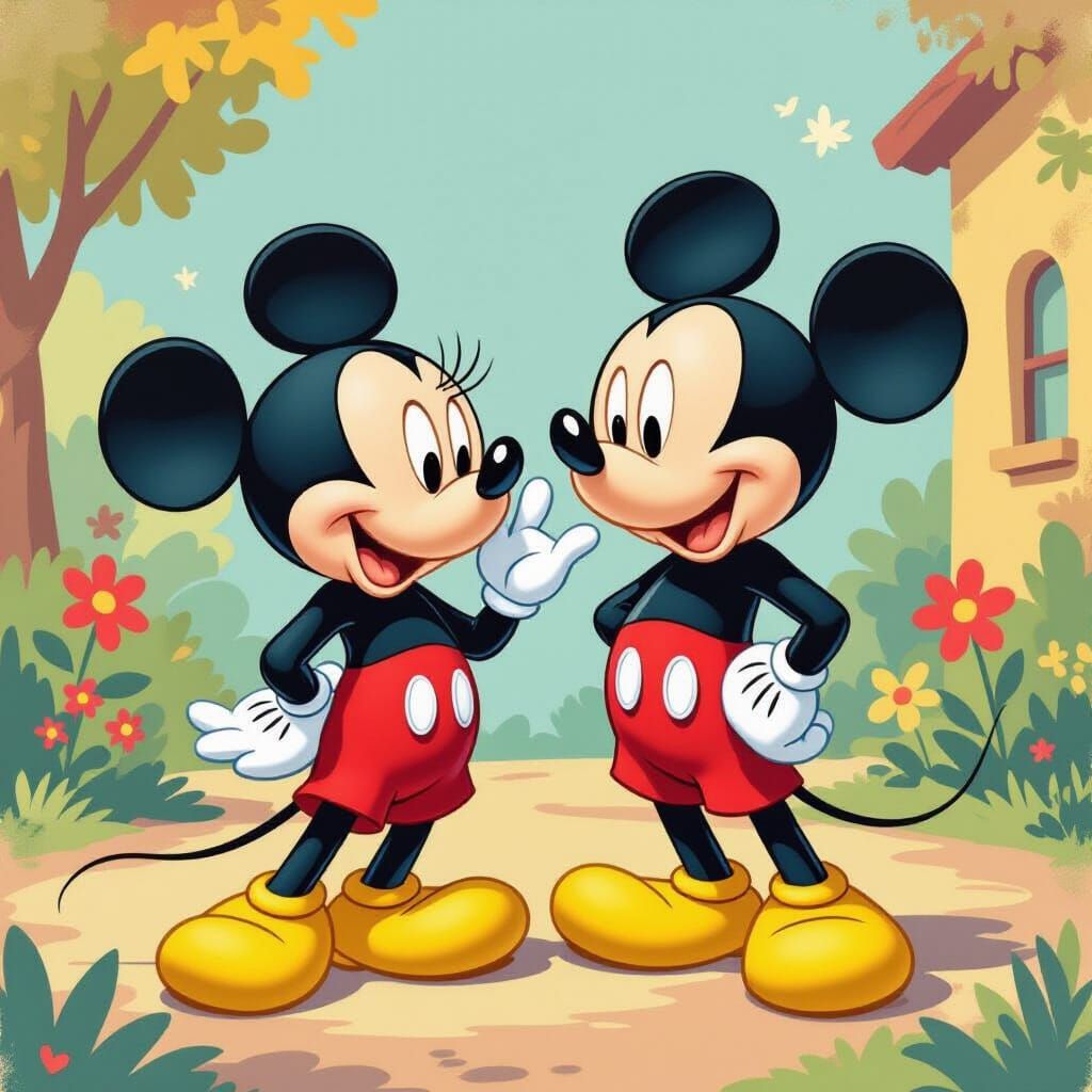 Disney Minnie Mouse Whispering to Friend