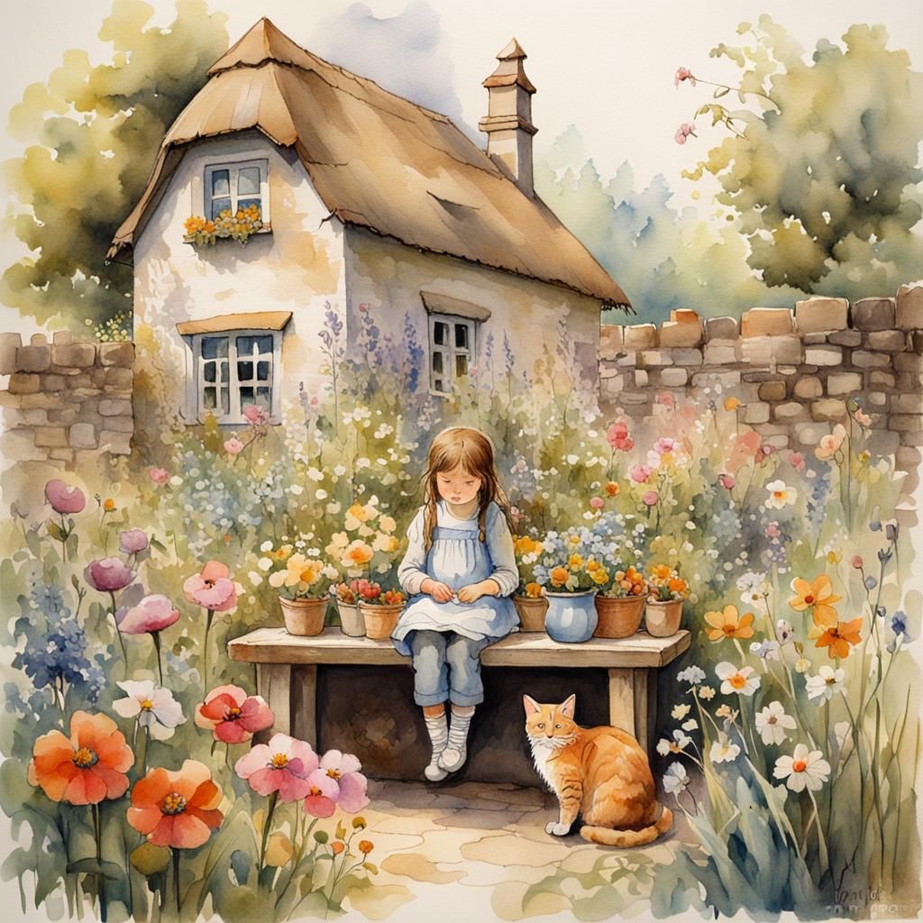 The girl and the cat