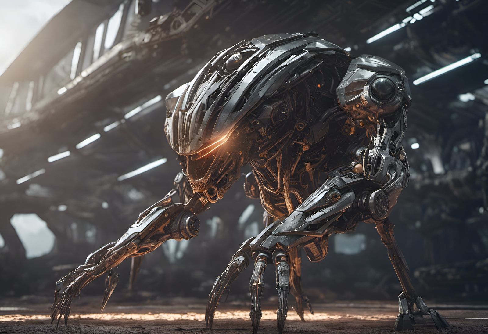 Alien predators overtaking western civilisation, intricate m...