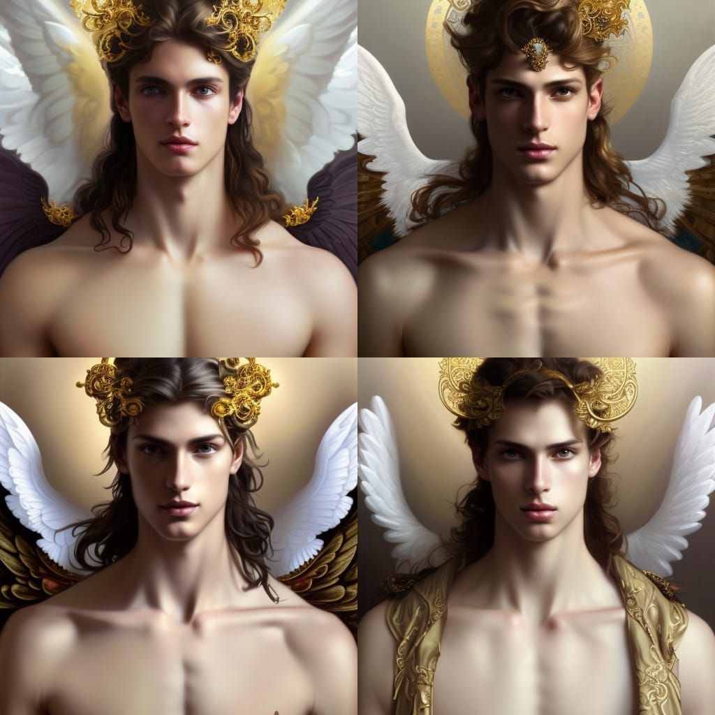 Extravagant angelic super male model princes of heaven gold ...