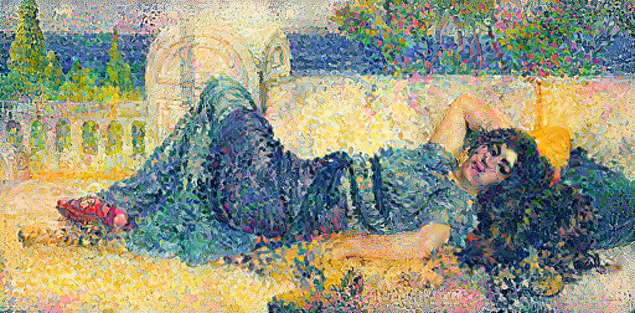 painting of a maiden laying out