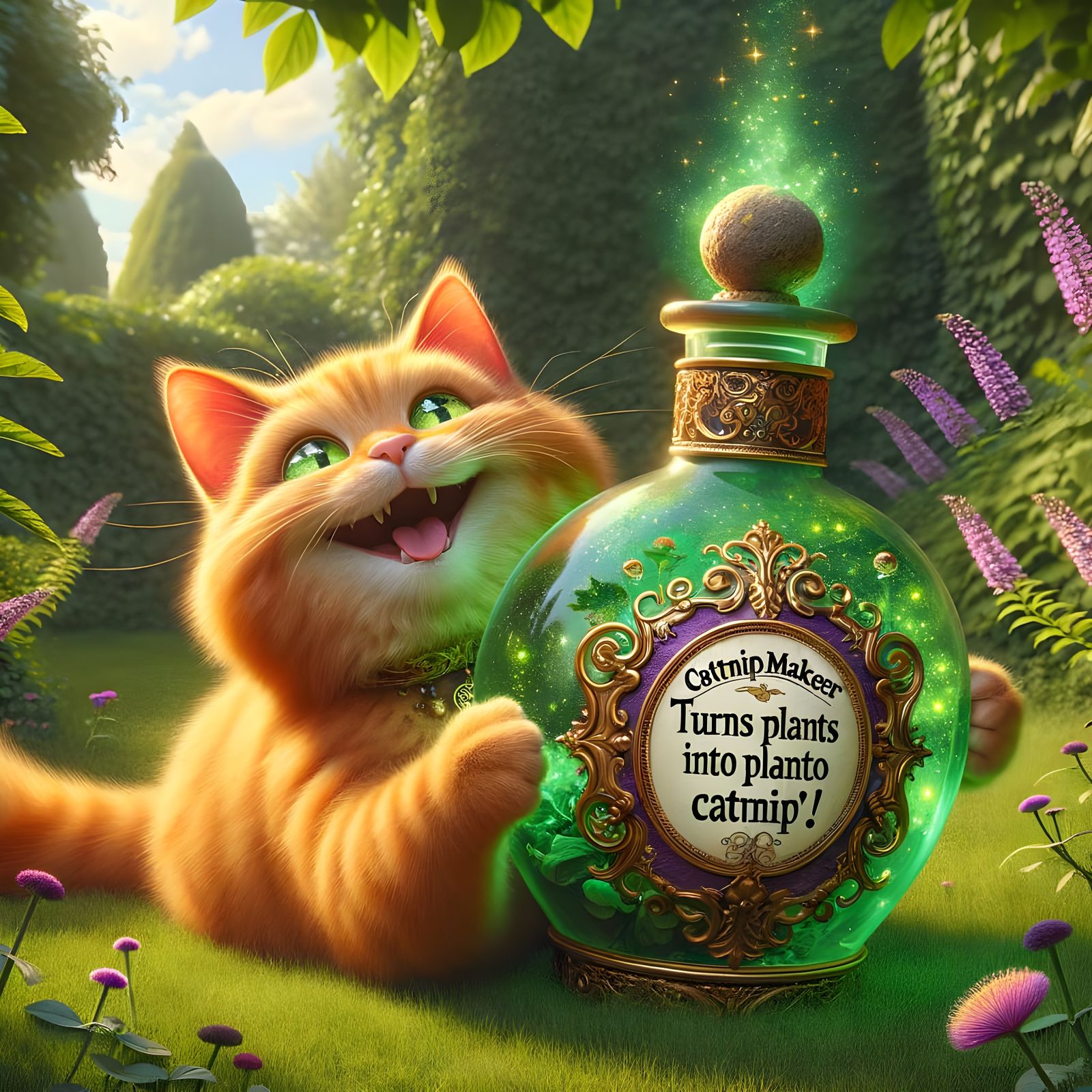Turns all plants into catnip  by @Tiny Pearl Cat