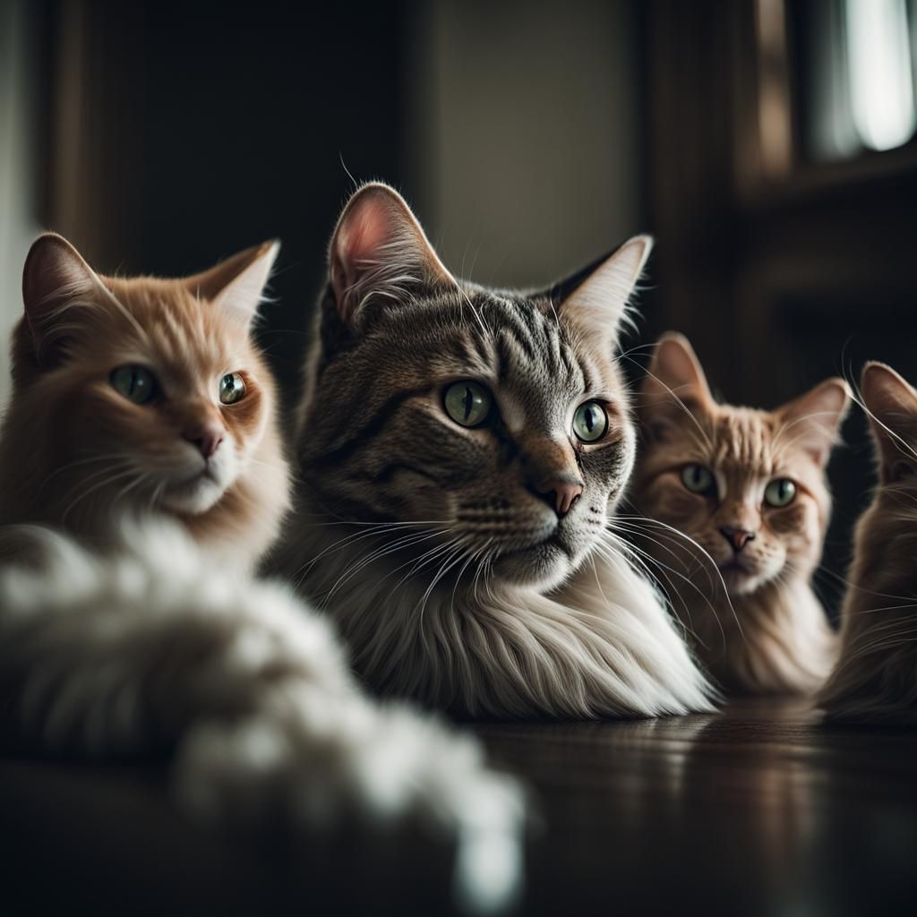 Focus on a grand cat council meeting, where representatives ...