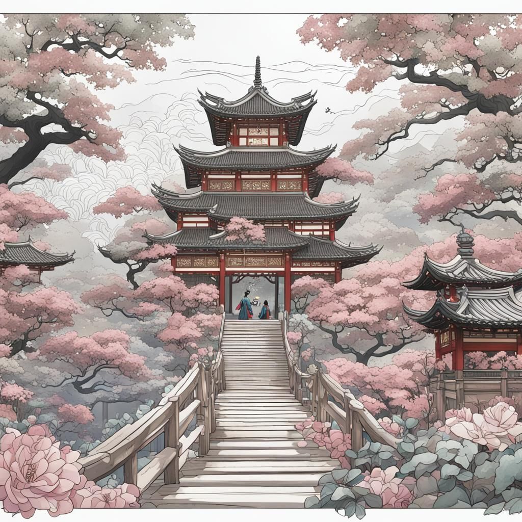Colouring book temple
