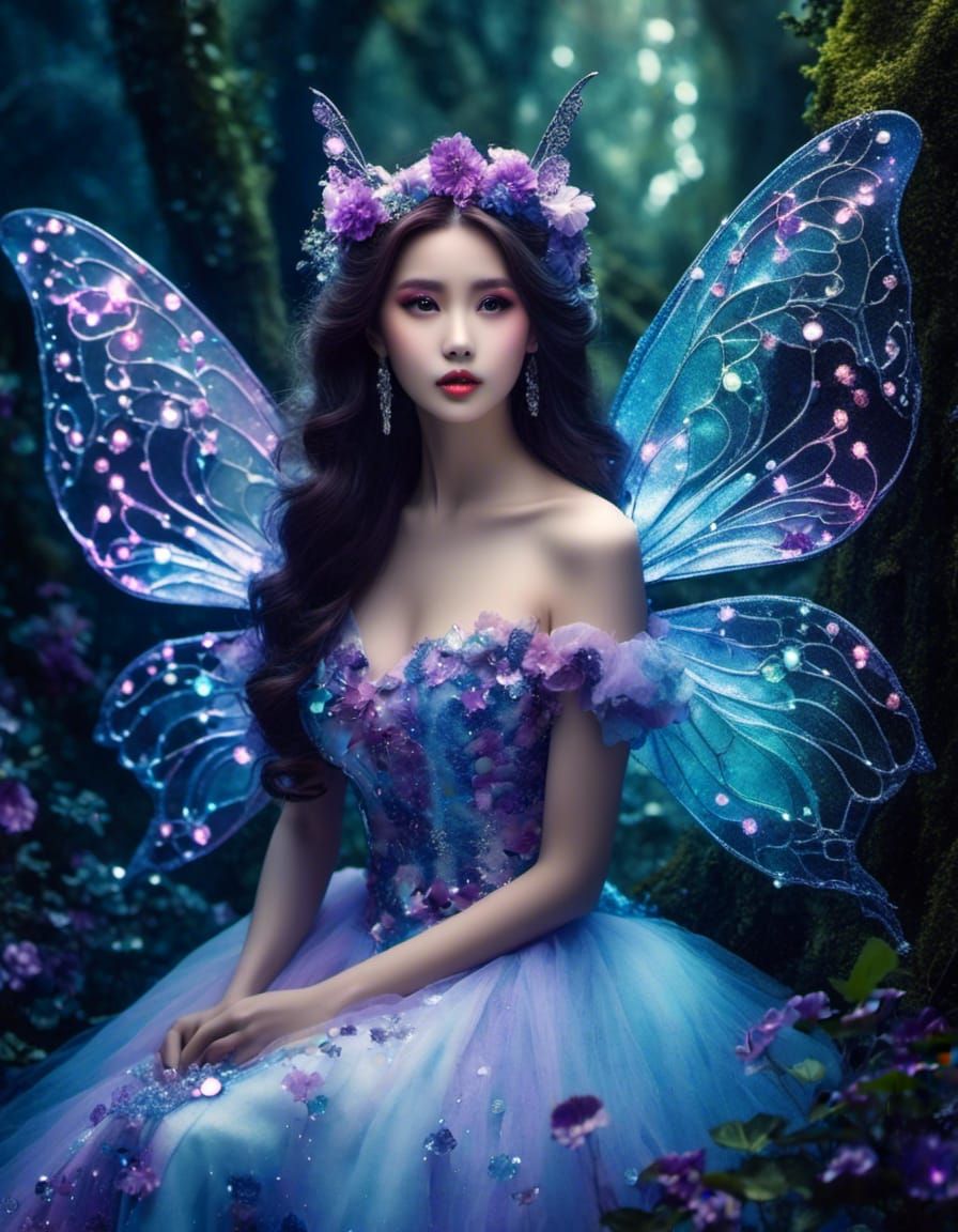 (fairy:1.9) portrait in a dark ancient overgrown enchanted forest <lora:FairiesXL:0.7><lora:BigBeautifulBodies:0.5>