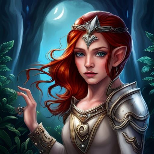 Red-Headed Elven Woman - AI Generated Artwork - NightCafe Creator