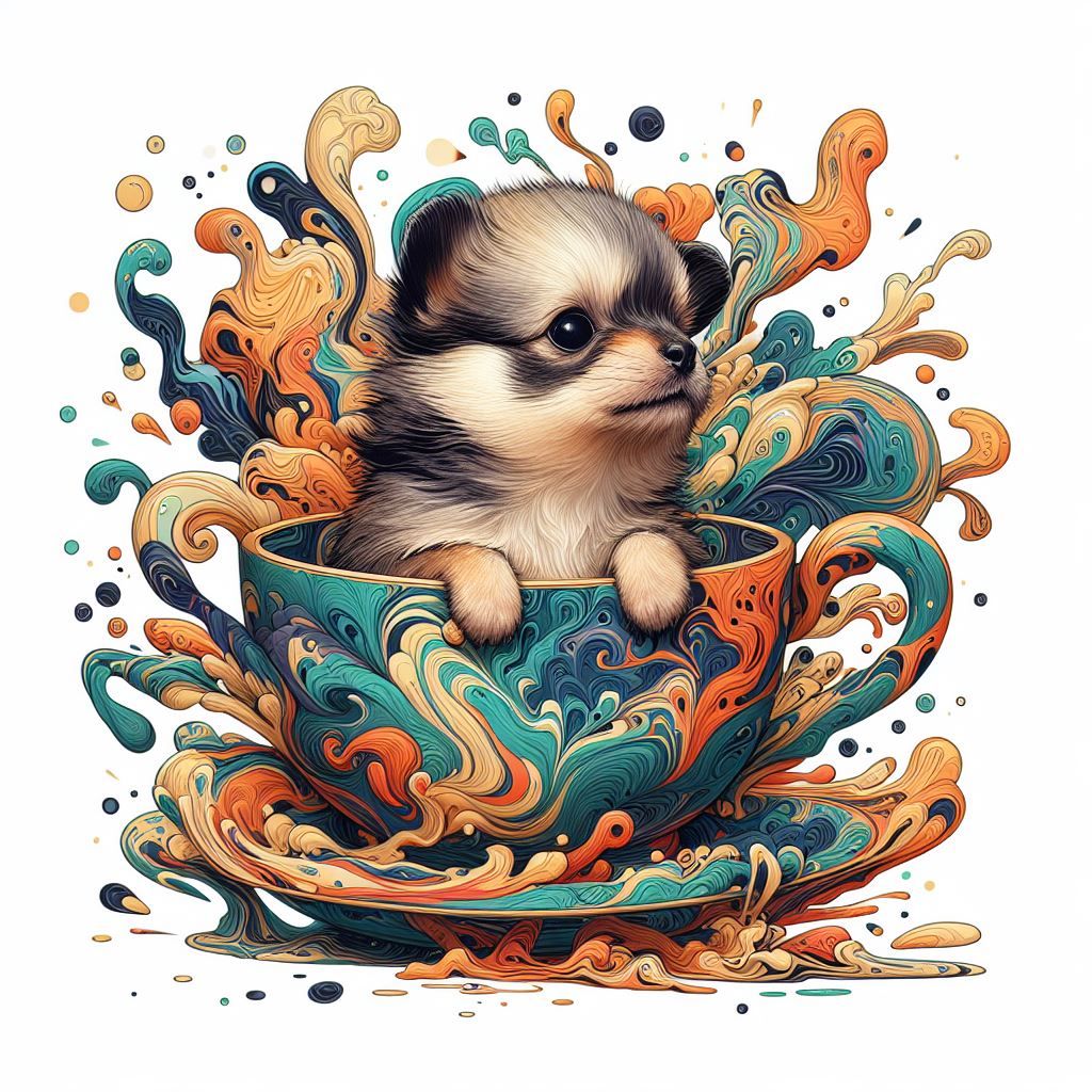 colourful Puppy in teacup