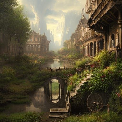 Overgrown town   by @FuzzyCurls