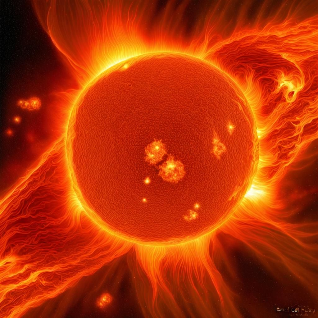 Extreme Closeup Sun, Image of corona created by magnetic fie...
