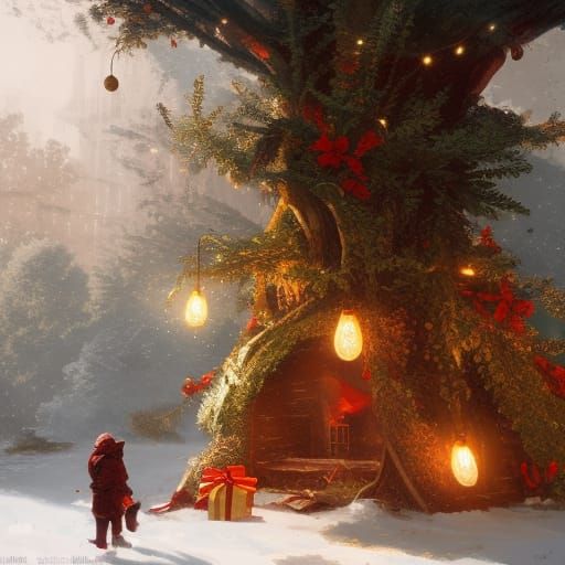 Care about the presents underneath the Christmas tree AI Generated