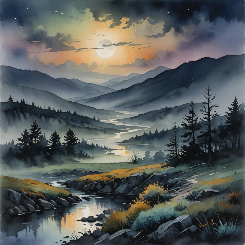 misty landscapes - AI Generated Artwork - NightCafe Creator