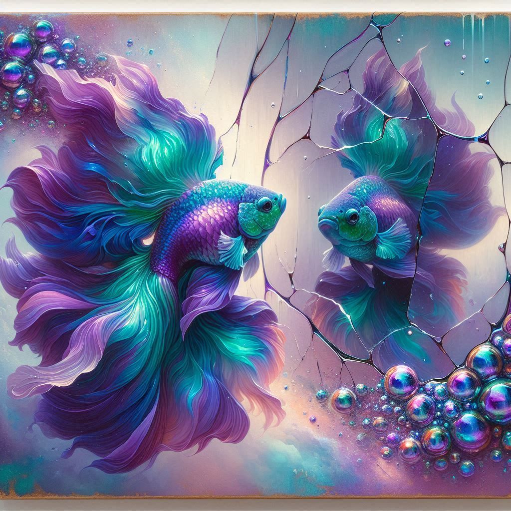 Elegant Fancy Goldfish in Purple and Turquoise   by @Marshas Creative AI Designs