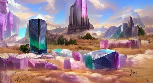 Fantasy Landscape Giant Crystal Monolith