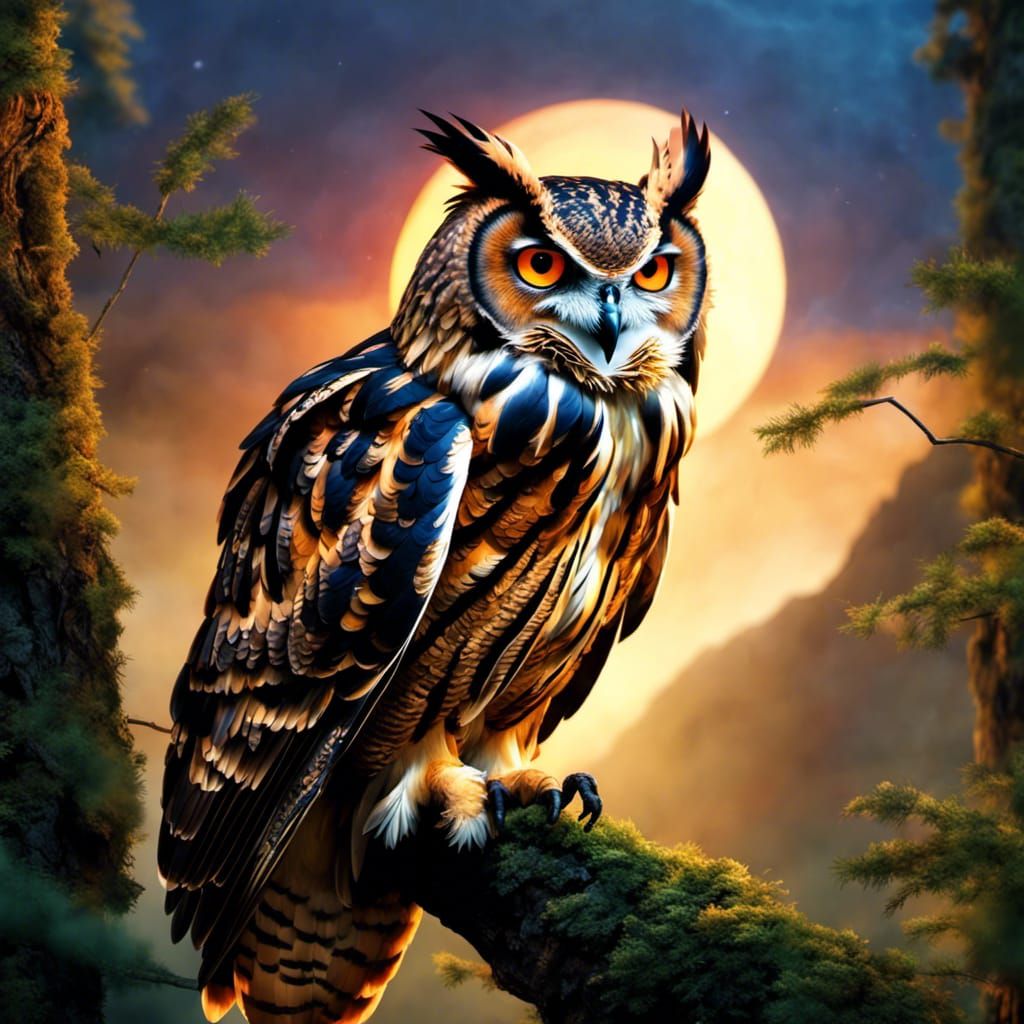 Beautiful eagle-owl in his habitat   by @That cinema teacher