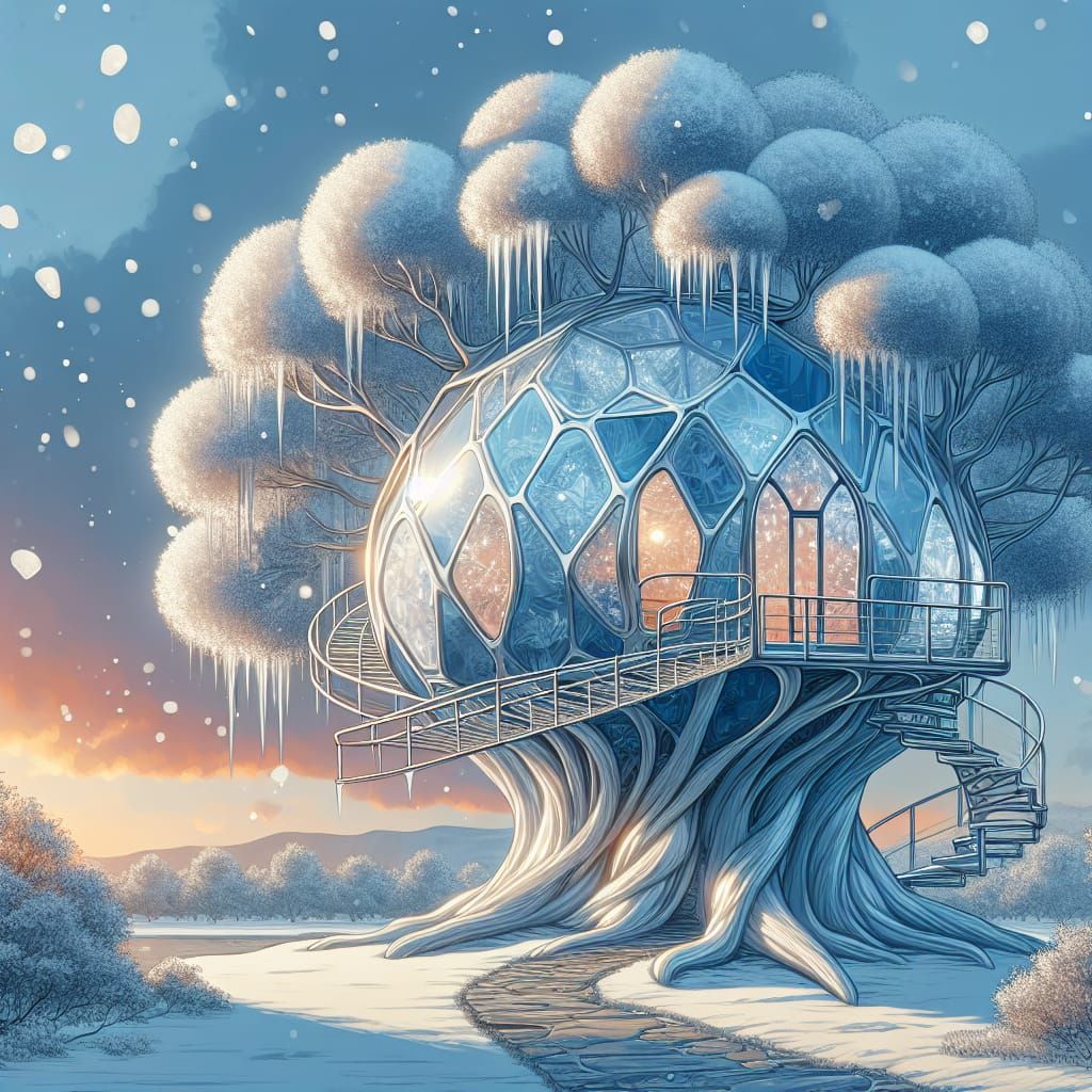 White Winter Treehouse  by @Yulia 
