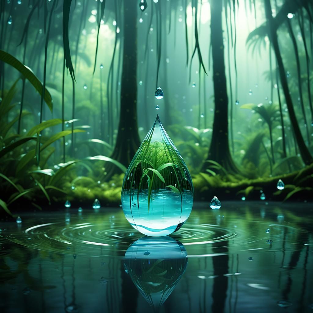 Glowing raindrop