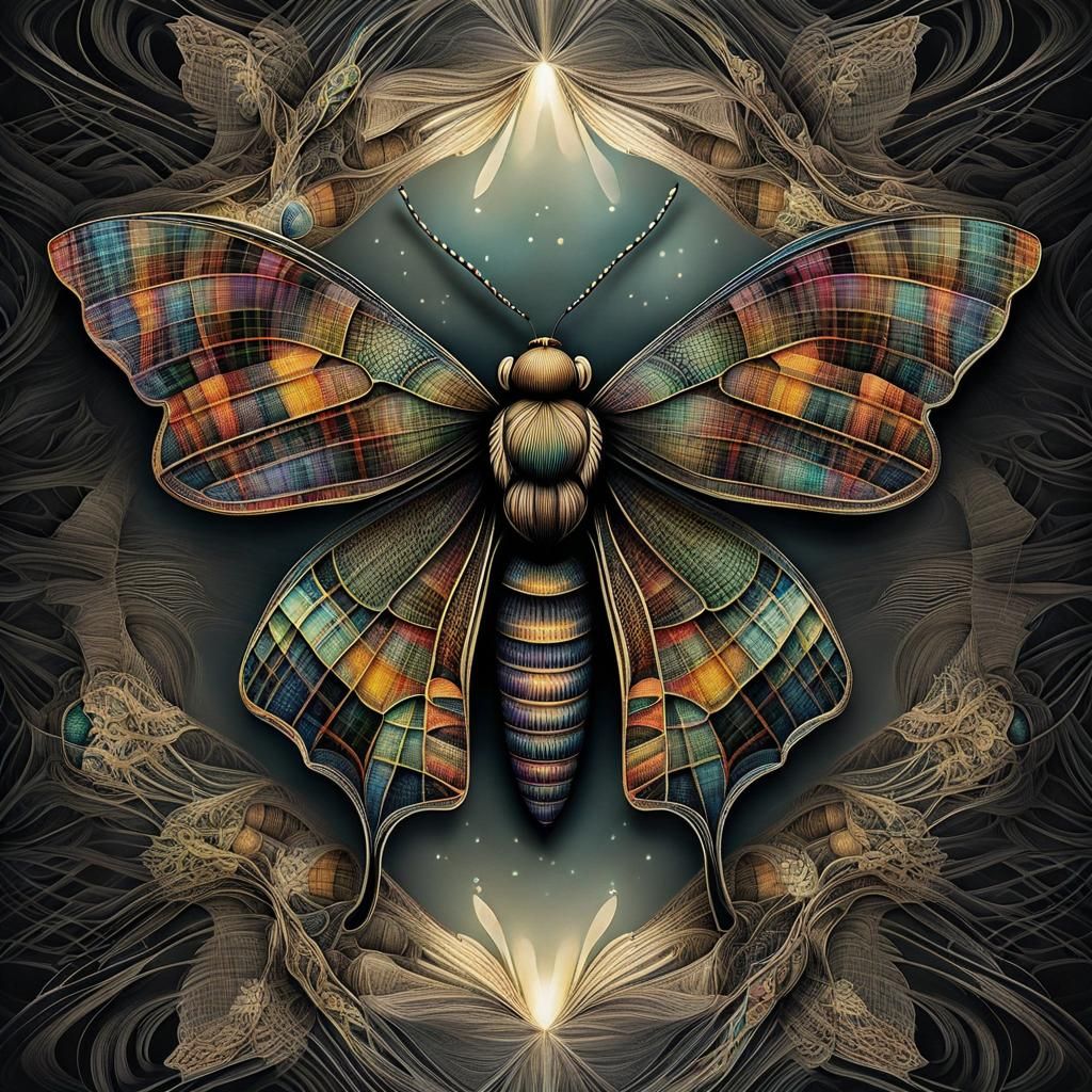 Plaid Moth  by @Nythande