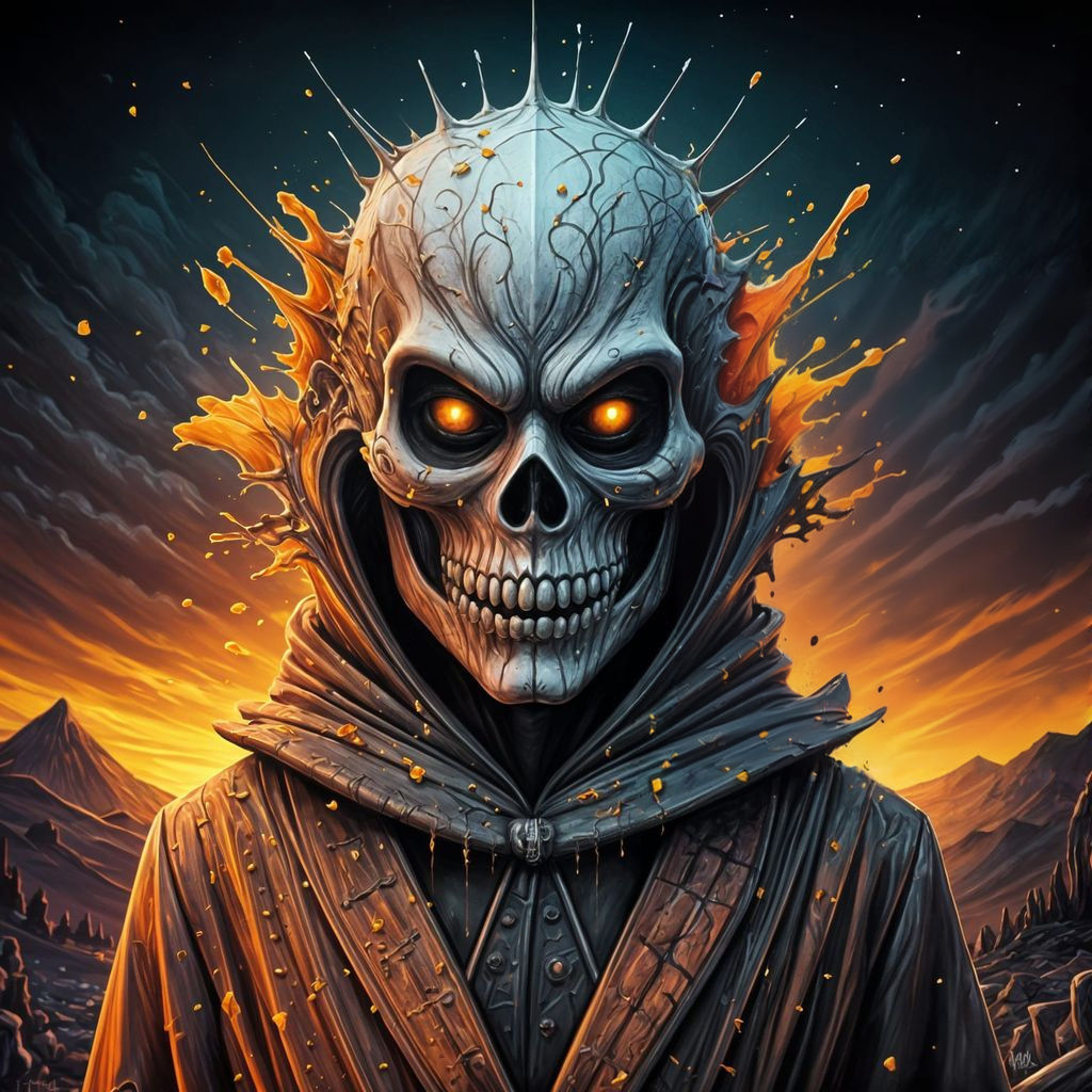 High fantasy epic twisty and twisted Halloween costume, abstractly twisty, dark scenic background, high detail, high quality, graffiti art, ...