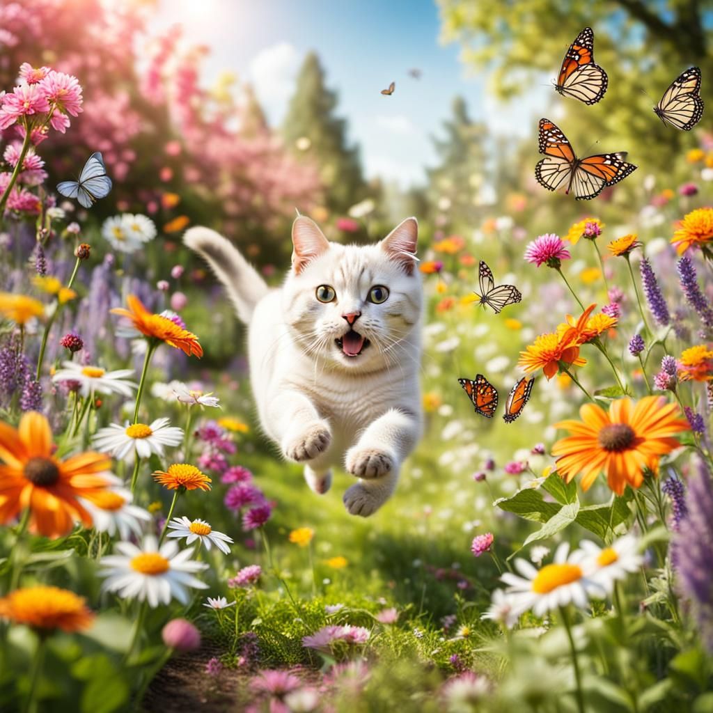 Spring time is Butterfly time for happy cats
